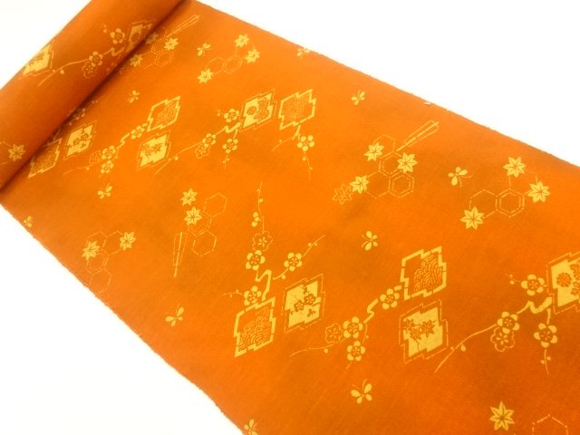 JAPANESE KIMONO / ANTIQUE BOLT FOR HAORI / FLOWER CLASSICAL PATTERN